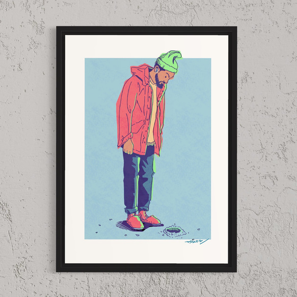 急いでても靴は履こう＞ 柔らかい色使いで部屋を彩るA3サイズポスター