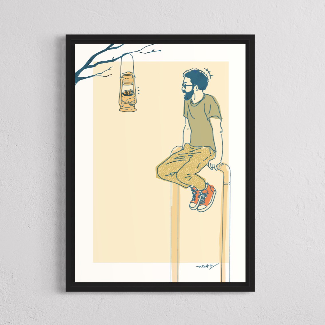 ＜ランタントーク＞ 柔らかい色使いで部屋を彩るA3サイズポスター　フレーム付き　フレームなし　北欧インテリア