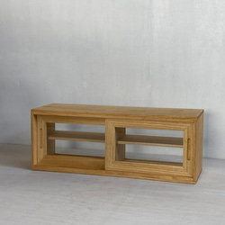 サイズオーダー可］木製 2段 ガラスケース ショーケース 小さな食器棚