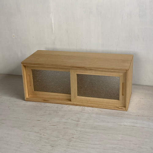 サイズオーダー可］木製 2段 ガラスケース ショーケース 小さな食器棚