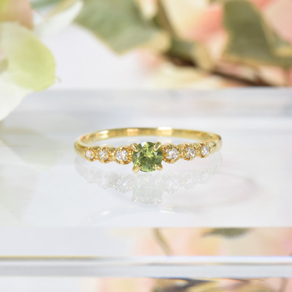 K18 デマントイド ガーネット ダイヤ リング CD081BS 指輪