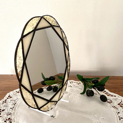 " Feng shui  Flower  Mirror " お花の八角鏡 (イエロー&ベージュ) Y76 6枚目の画像