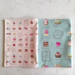 20×30 A4サイズ ランチョンマット☆マカロン柄 ２枚組 給食 ピンク 緑 yuwa 女の子 保育園 2枚目の画像