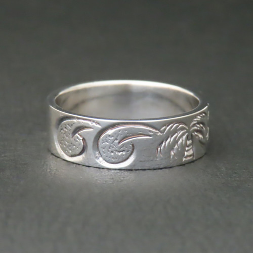 【18号】ゴシックサーフリング シルバー 波模様 リング C.R.刻印付き 18号】ゴシックサーフリング シルバー 波模様 リング C.R.刻印付き 18