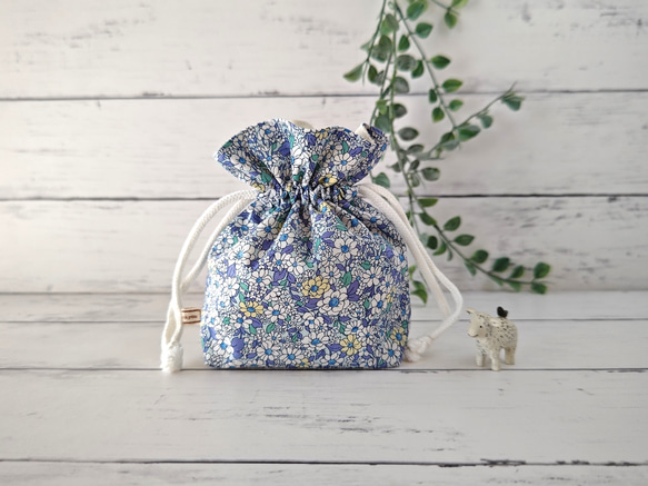 巾着/ポーチ/花柄/ブルー 巾着袋 Karl 通販 11463083｜Creema(クリーマ