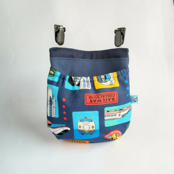ハンドメイド 新幹線 巾着 移動ポケット のりもの 青 男の子 ハンドメイド 新幹線 巾着 移動ポケット のりもの 青 男の子