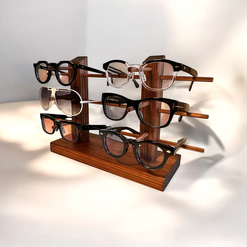 6本 無垢材 メガネスタンド サングラススタン 木製 (ラッピング可