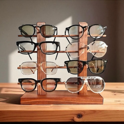 8本 メガネスタンド サングラススタンド スタンド 木製 無垢材 メガネ