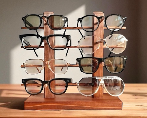 8本 メガネスタンド サングラススタンド スタンド 木製 無垢材 メガネ