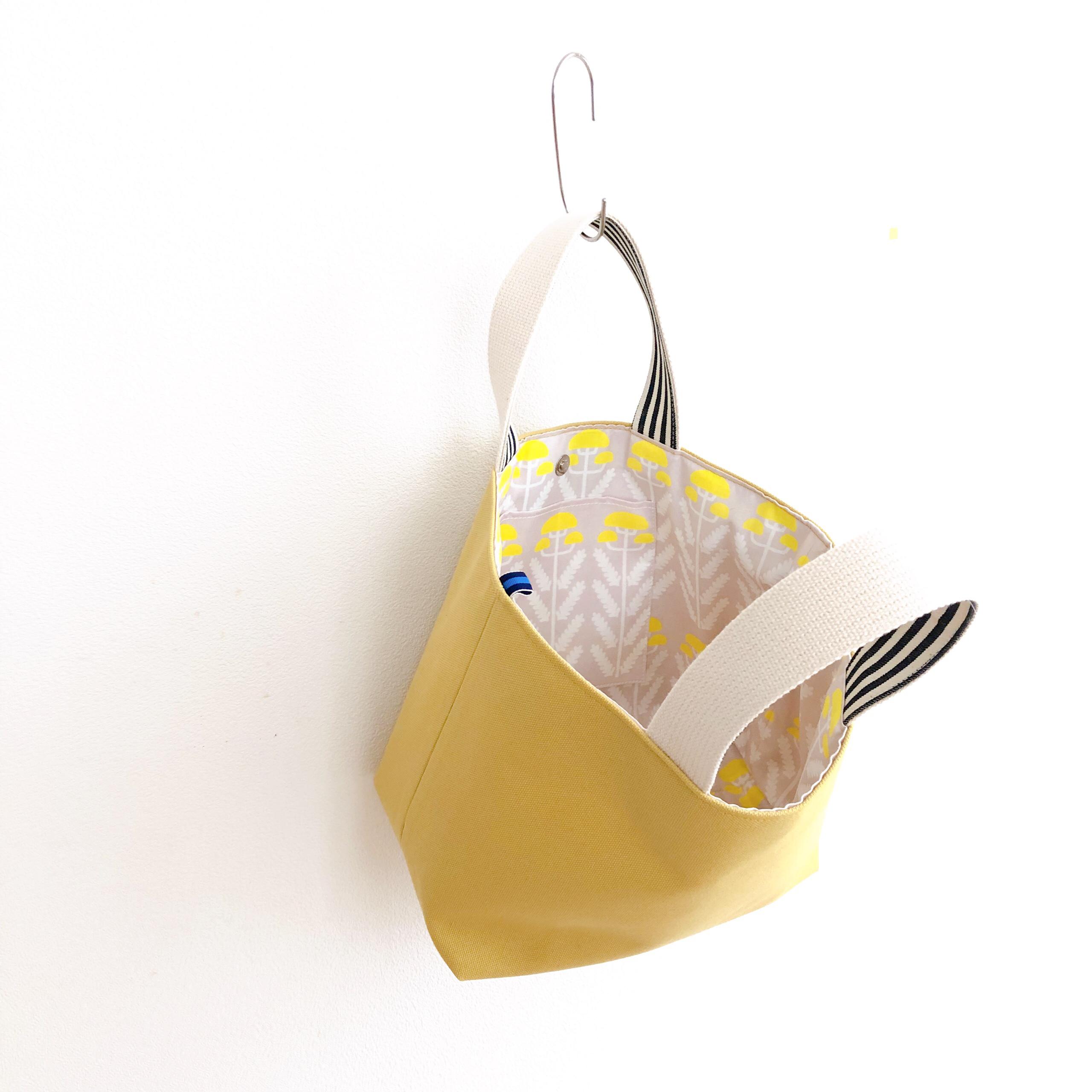 春トート８号帆布・Mサイズ / くすみイエロー×アキレア・ベージュ　★MとLから選べる2サイズ