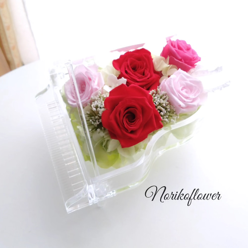 グランドピアノ アレンジ レッドピンクミックス プリザーブドフラワー