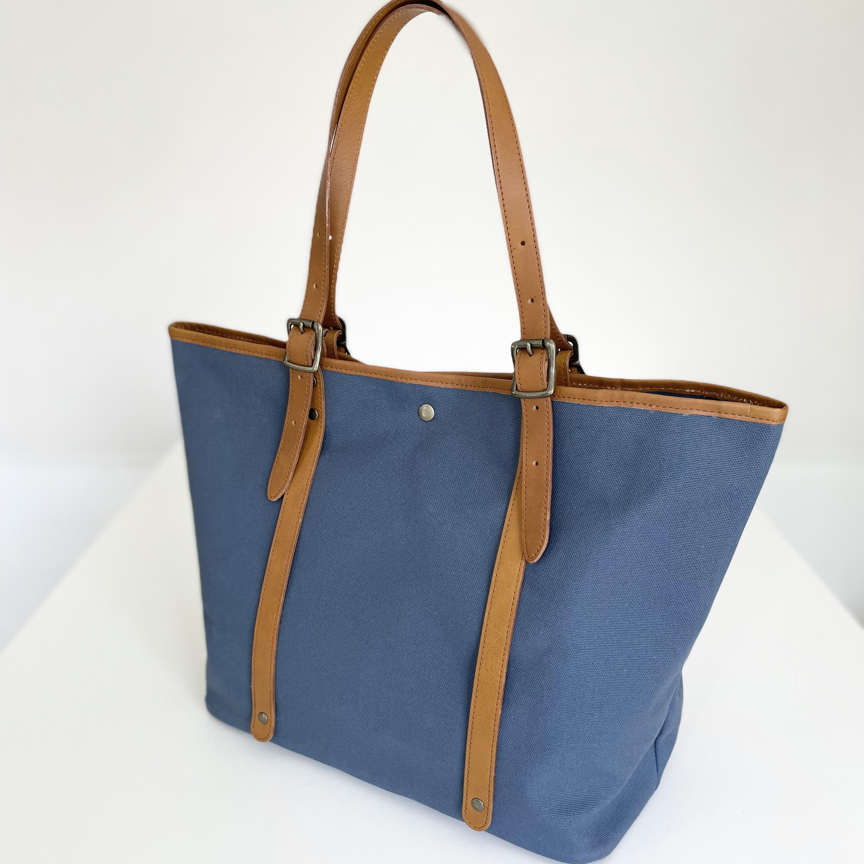 2way長さ調節 2枚貼り牛革ハンドルと6号帆布のトートバッグ【ブラック】