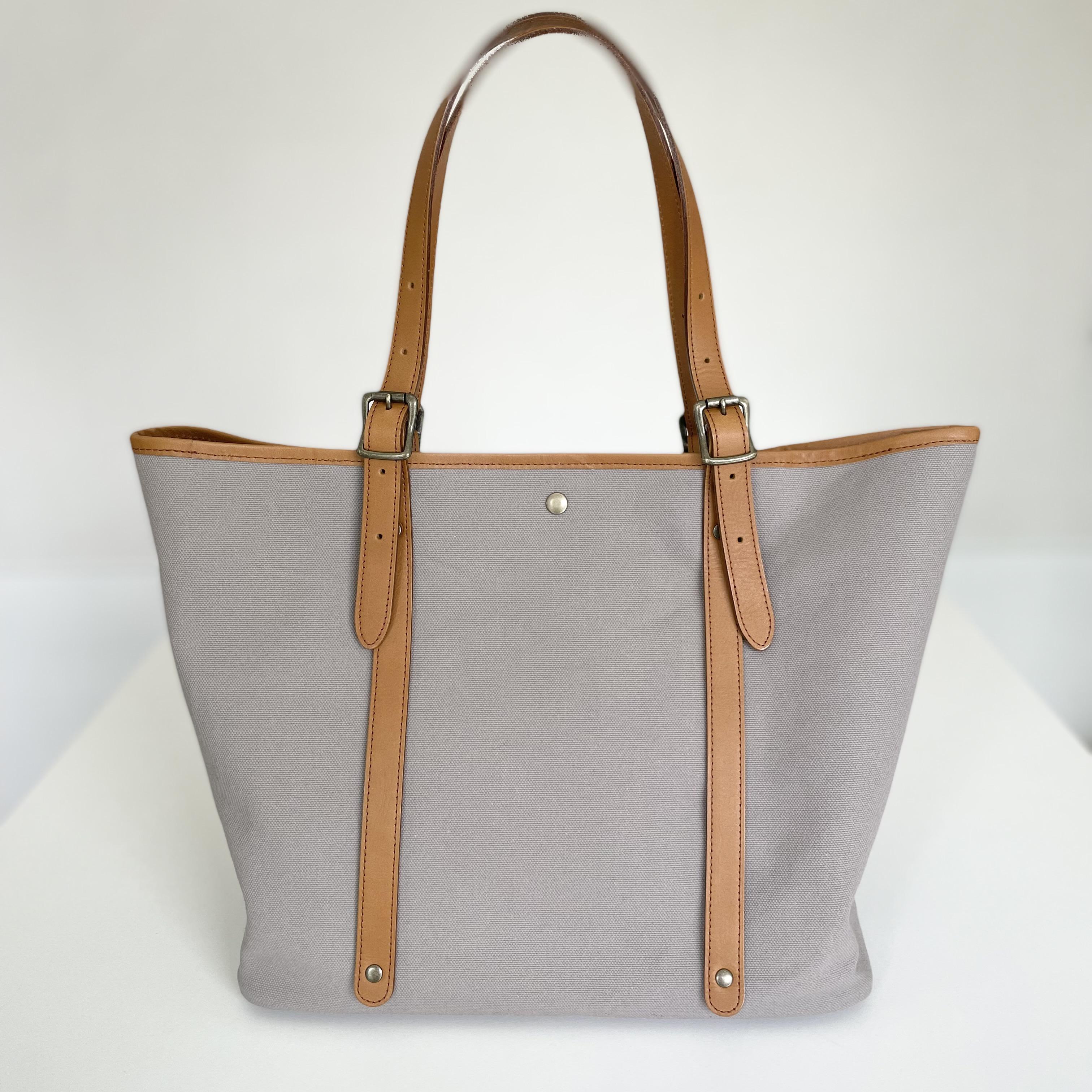 2way長さ調節 2枚貼り牛革ハンドルと6号帆布のトートバッグ【ブラック】