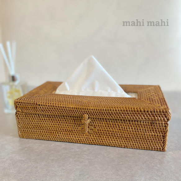 ロングセラー☆生活感を消してくれる♪ティッシュケース　ナチュラルインテリア　収納ケース　ハンドメイド　バスケット　かご 1枚目の画像