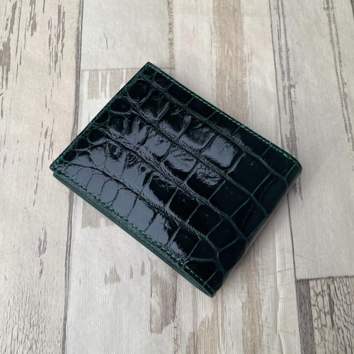 No29014 ダーク グリーン シャイ二ング クロコダイル 財布