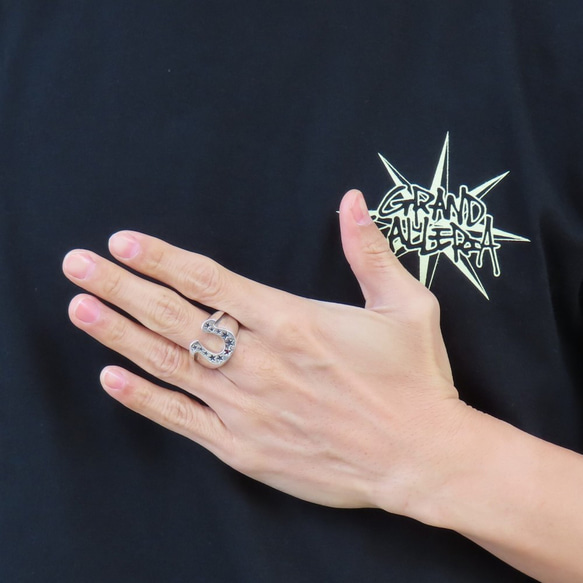 ホースシュースターリング 指輪 シルバー925 【刻印無料】 ホースシュー スター 馬蹄 星 リング シルバーアクセ 11枚目の画像