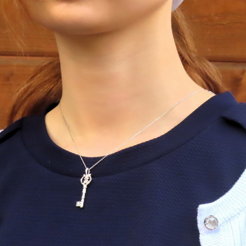 アンティークキーネックレス シルバー925 【刻印無料】 キー 鍵