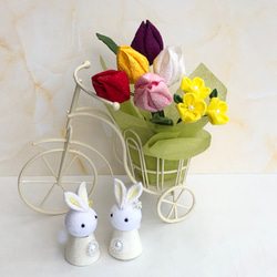 ちりめん細工　お花付き　草履 チューリップ 菜の花 うさぎ 自転車 春のインテリア つまみ細工 4月