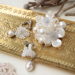 花水木胸針（珍珠）*優雅珍珠花水木山茱萸花棉珍珠正式場合 第13張的照片