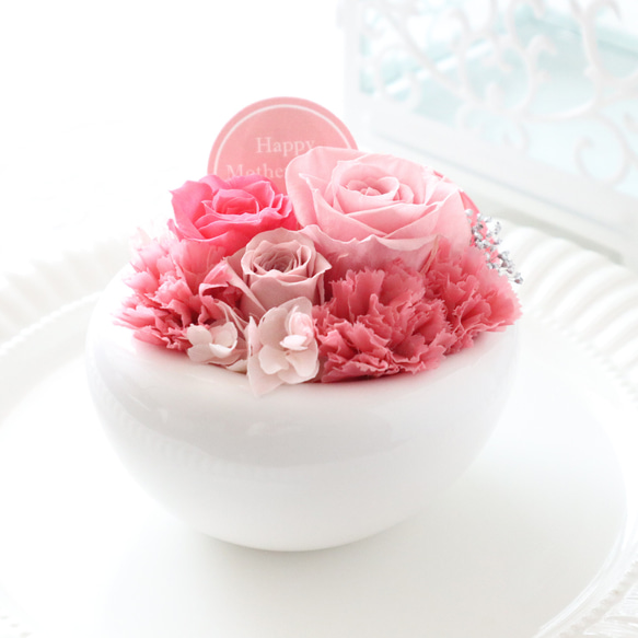 選べるメッセージ｜ピンクのバラとカーネーションのケース入りアレンジメント｜母の日・誕生日等　pre.036 4枚目の画像