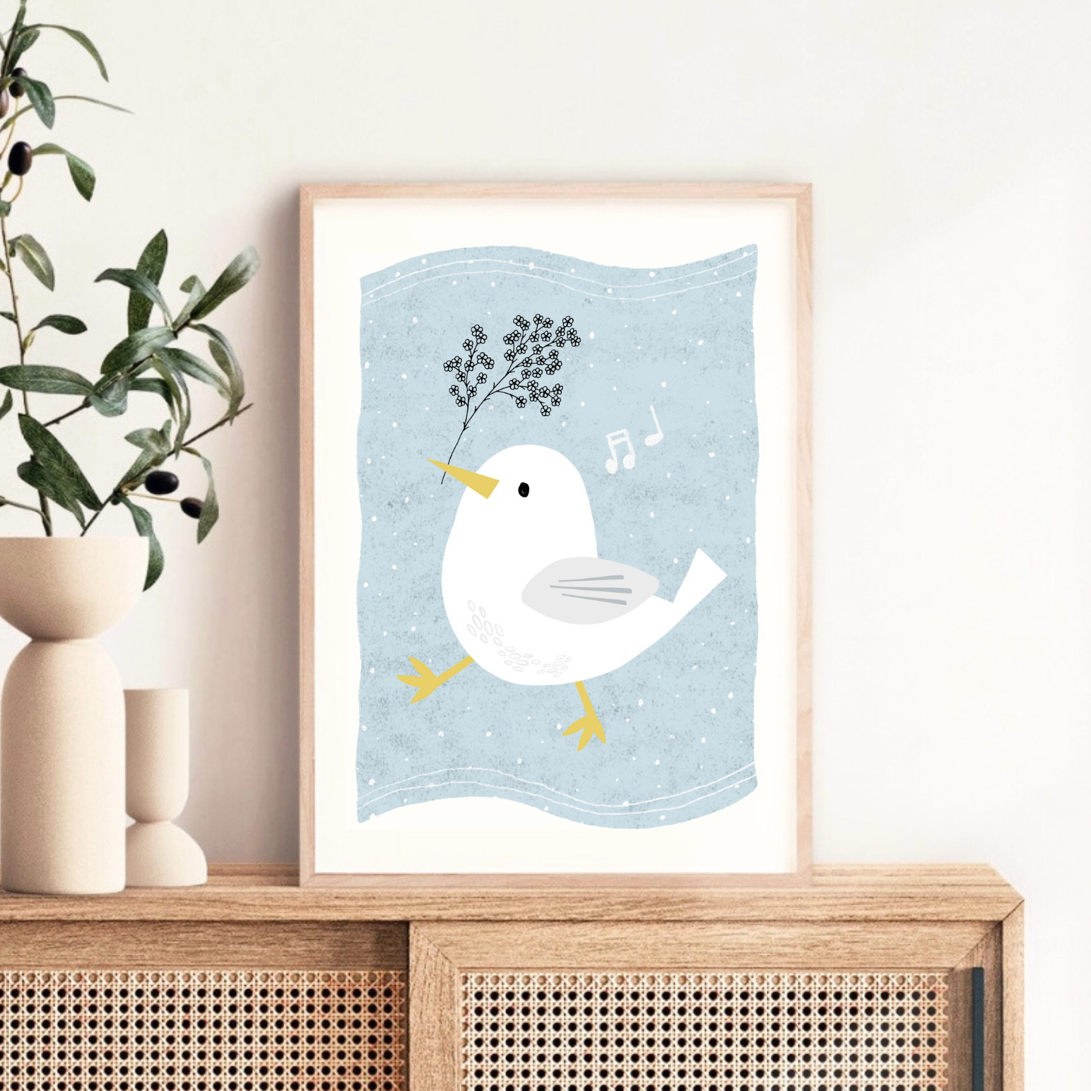 北欧/アート/インテリア/絵画/鳥　【風】 北欧 風 インテリア アートポスター【 birds.】ブルー :/068/ 鳥