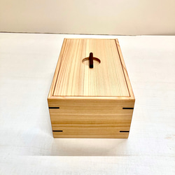 桧の木箱　小物、ティッシュケース 2枚目の画像