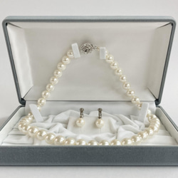 貝パールネックレスセット/10mm約45cm+イヤリング又はピアス+ケース/Lt