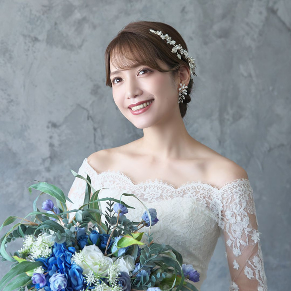 ヘッドドレス【マーリー】(H-148)|小枝 シルバー リーフ ナチュラル 挙式 ウエディング 前撮り 結婚式 花嫁 花 4枚目の画像