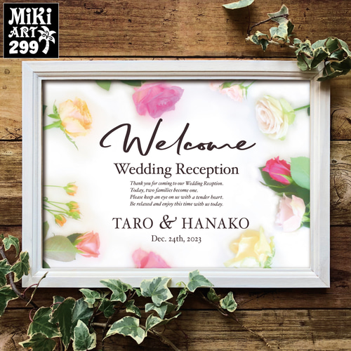 結婚式ウェルカムボード✦大判パネルも可✦ピンクのバラ✦ウェディング