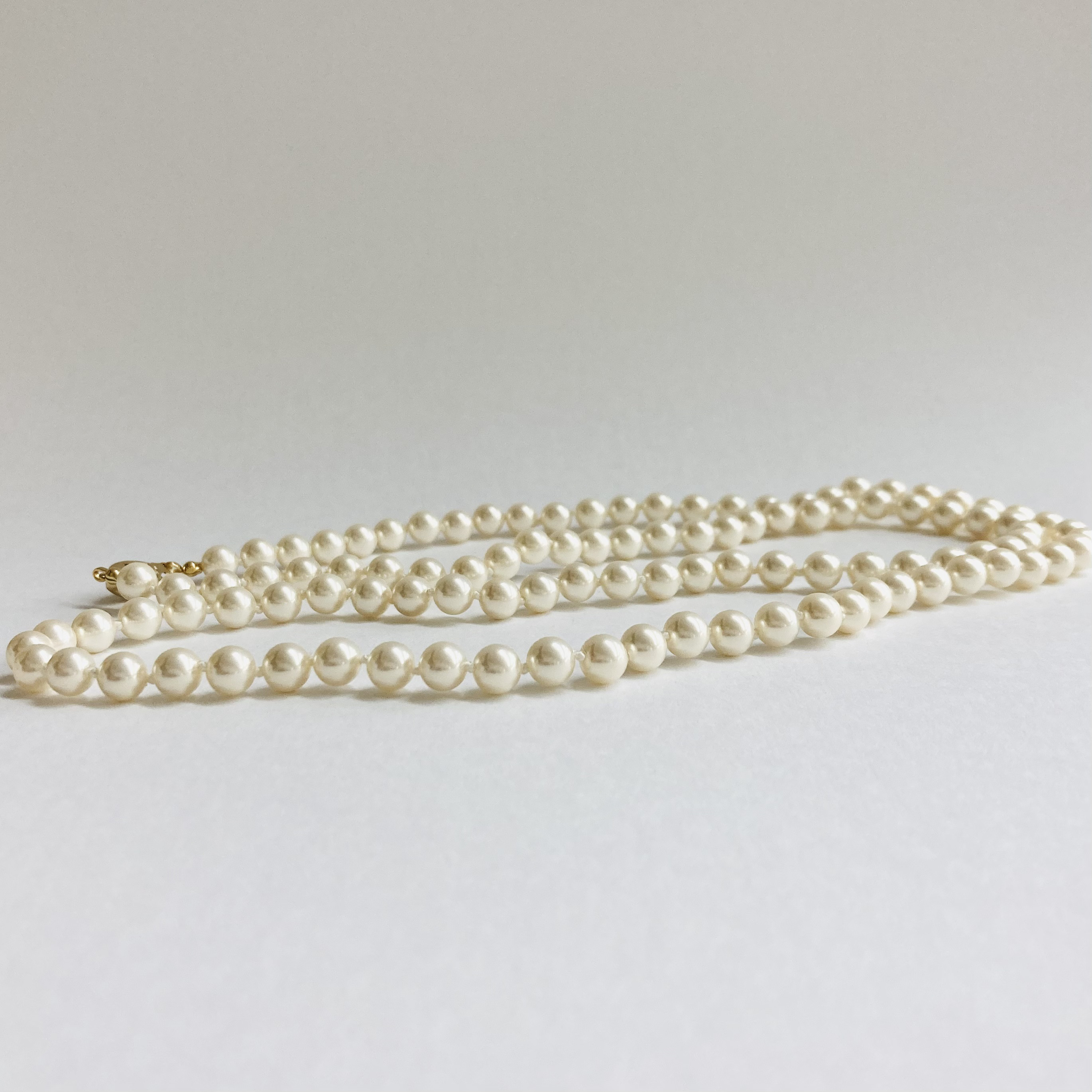 貝パールオールノットマチネーネックレス/約6mm約76.5cm/ホワイトベージュ/G/made in japan