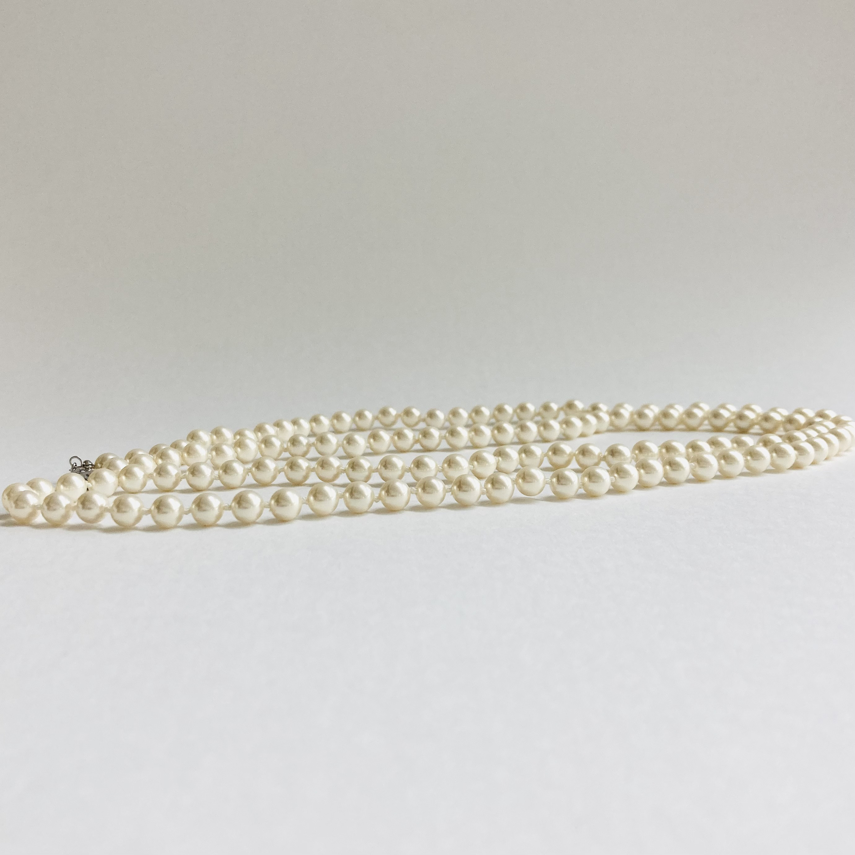 【再販】貝パール2Wayオールノットロングネックレス/約6mm約90cm/ホワイトベージュ/R/日本製