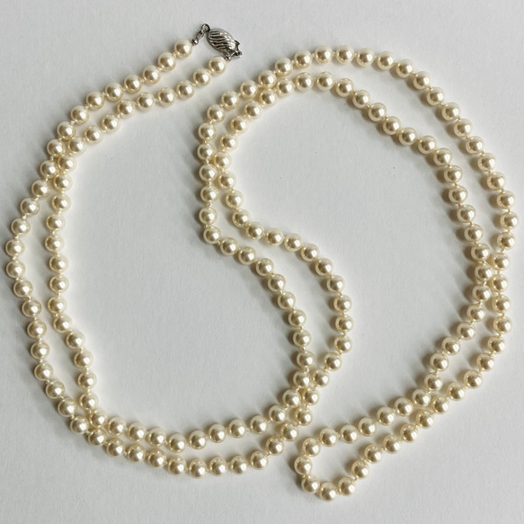 貝パールオールノットロープネックレス/6mm約120cm/ホワイトベージュ/R ... ROPE 真珠ネックレス