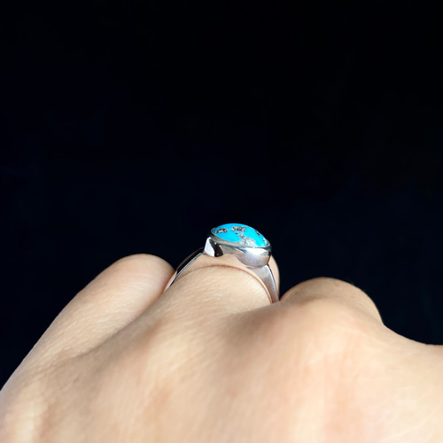 天然石ターコイズ オーバルカボションカット シルバー925 12号〈送料