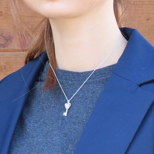 ハートキーネックレス シルバー925 ピンク 【刻印無料】 ハート ハートキーネックレス シルバー925 ピンク 【刻印無料】 ハート