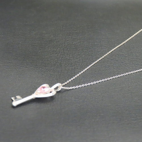 ハートキーネックレス シルバー925 ピンク 【刻印無料】 ハート ハートキーネックレス シルバー925 ピンク 【刻印無料】 ハート