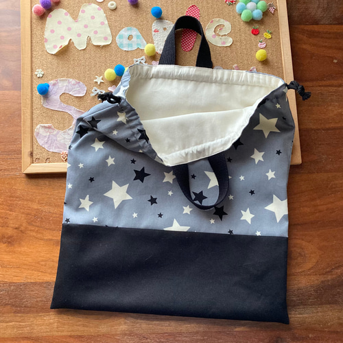 No.60 【宇宙柄】★入園 入学の5点セット★ 入園入学5点セット 星柄 グレー レッスンバッグ maplestamp