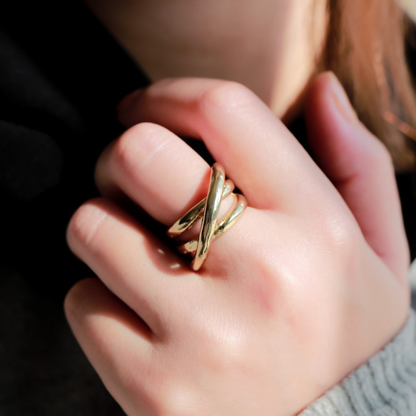 MR107】トレンド オンリーワン付け ゴールドリング／オープンリング