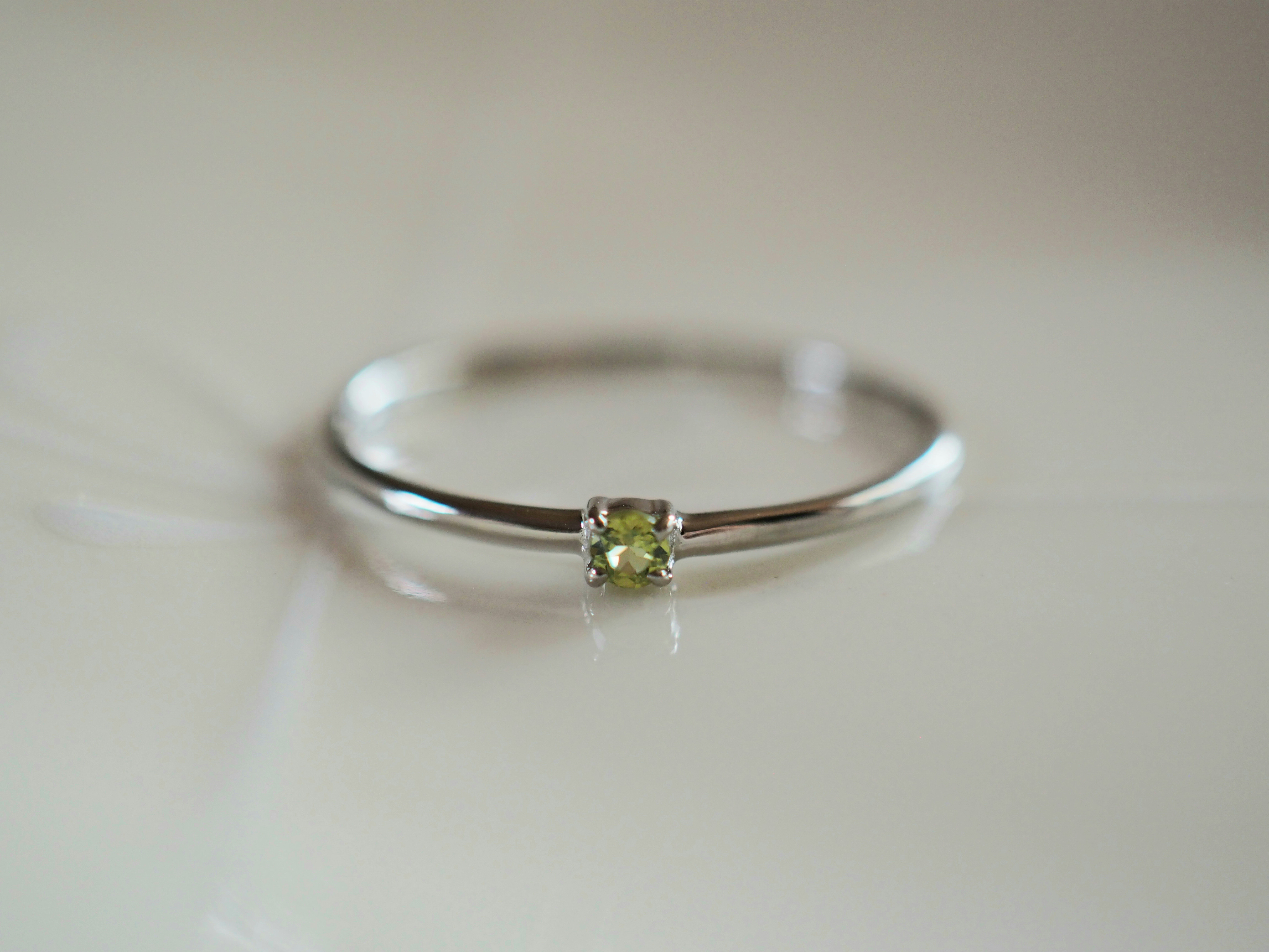 【選べる誕生石】  細いプラチナリング　 細いリング　天然石　 シンプルリング