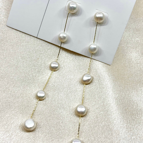 結婚式 5連パール ピアス バロックパール イヤリング