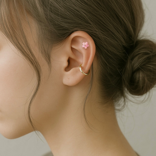 春支度 桜 サクラ ピンク ボディピアス 14G 16G 18G お花見 春 軟骨