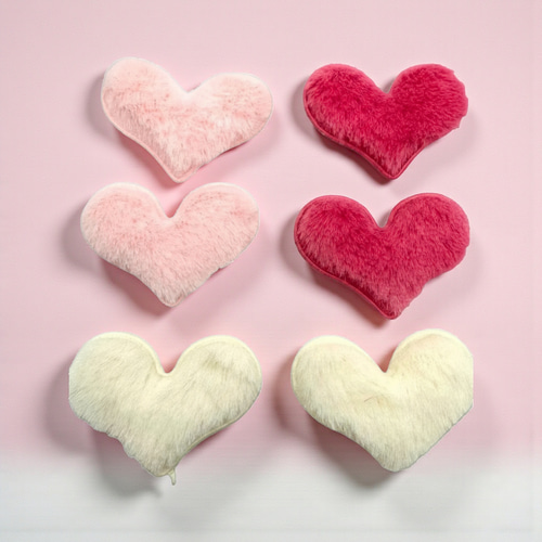 ハート型クッションパーツ【6個】ふわふわ もこもこ 3色セット