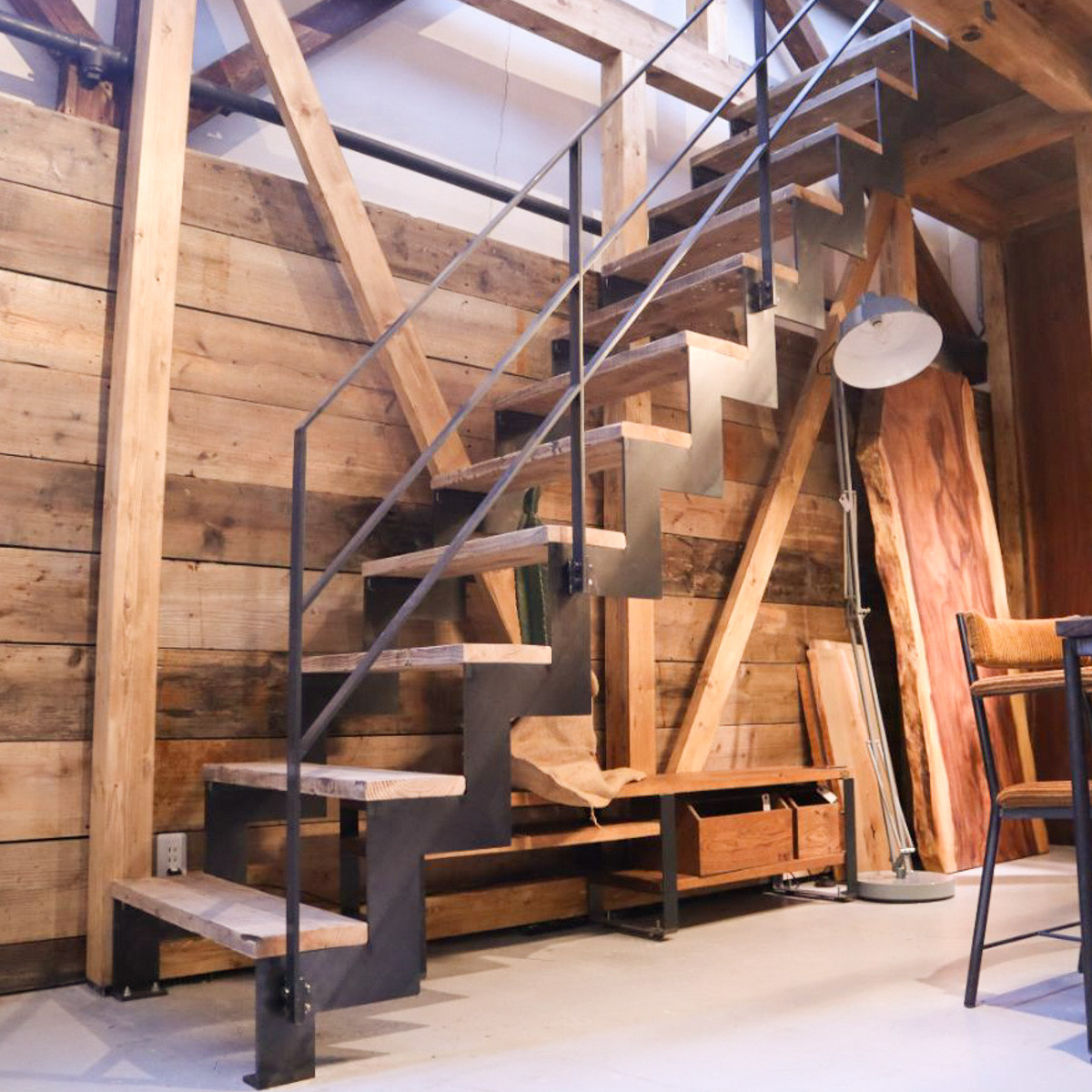 [Iron Stairs ＆ Iron Handrail]アイアン階段 日本製 アイアン手摺 スケルトン階段 -159-