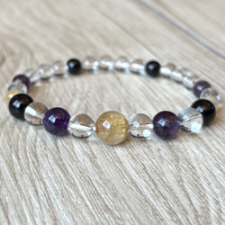 【とも】アメジスト 原石 スタンド付き ミックスルチルクォーツブレスレット 000000031119_M2NABJt.jpg