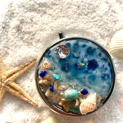 海からのプレゼント Beachピルケース スワロフスキー 幸運を引き寄せる オルゴナイト小物入れ アクセサリーケース 13枚目の画像