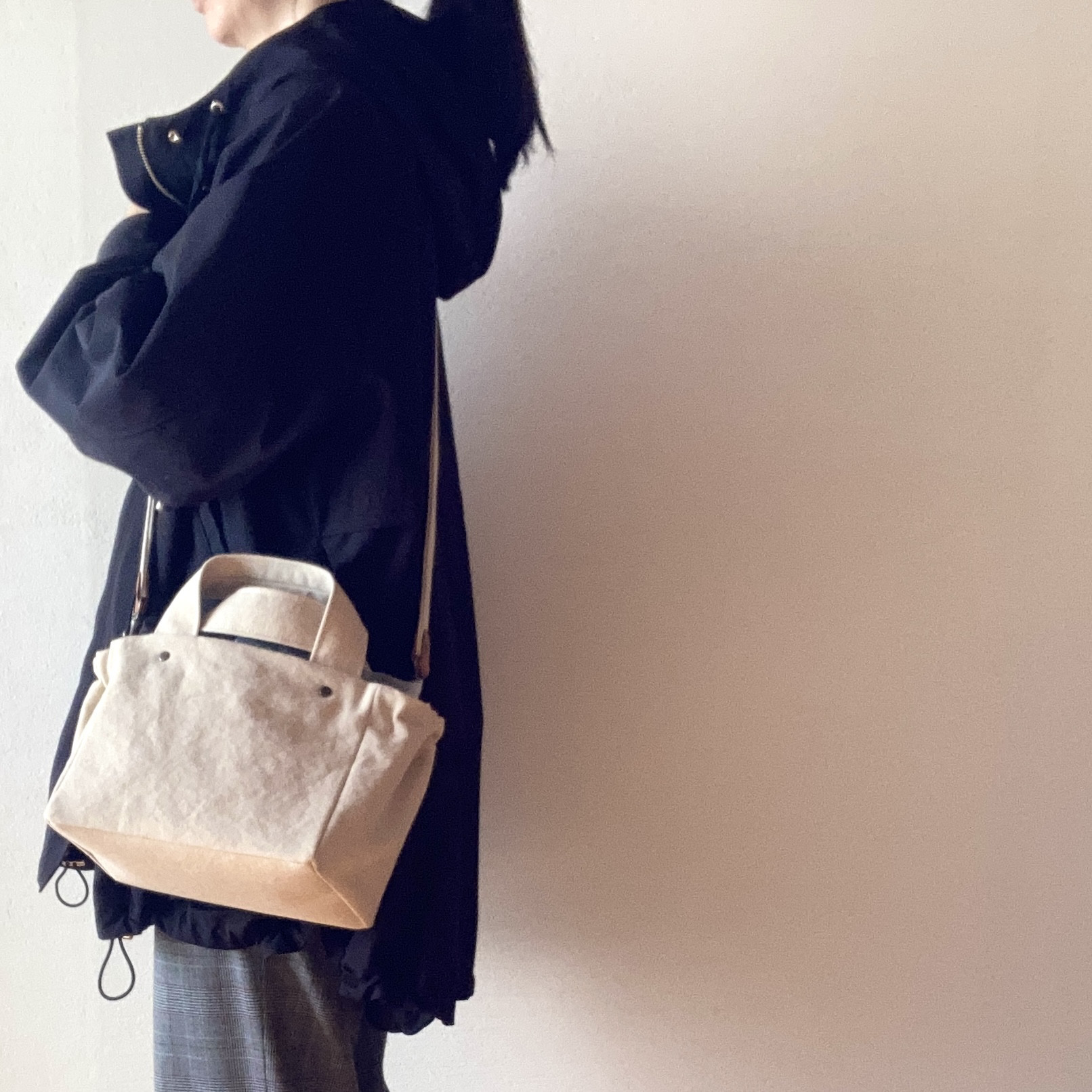 【受注製作】ギャザートート：Mini（アイボリー） 4,814円