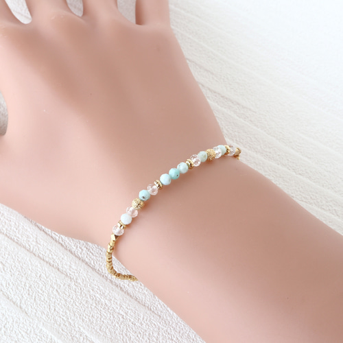 ラリマー × 水晶 ラインブレスレット*G *天然石 ブレスレット