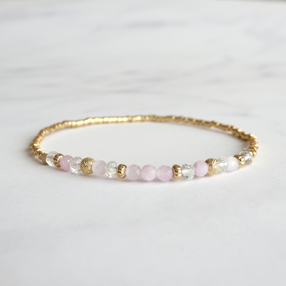 クンツァイト × 水晶 ラインブレスレット *天然石 1枚目の画像