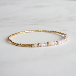 クンツァイト × 水晶 ラインブレスレット *天然石 4枚目の画像