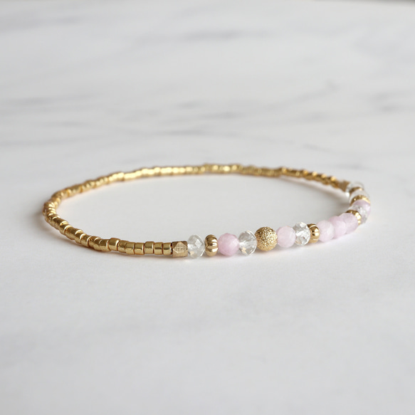 クンツァイト × 水晶 ラインブレスレット *天然石 4枚目の画像