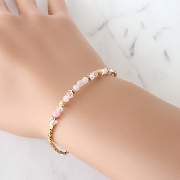 クンツァイト × 水晶 ラインブレスレット *天然石 3枚目の画像